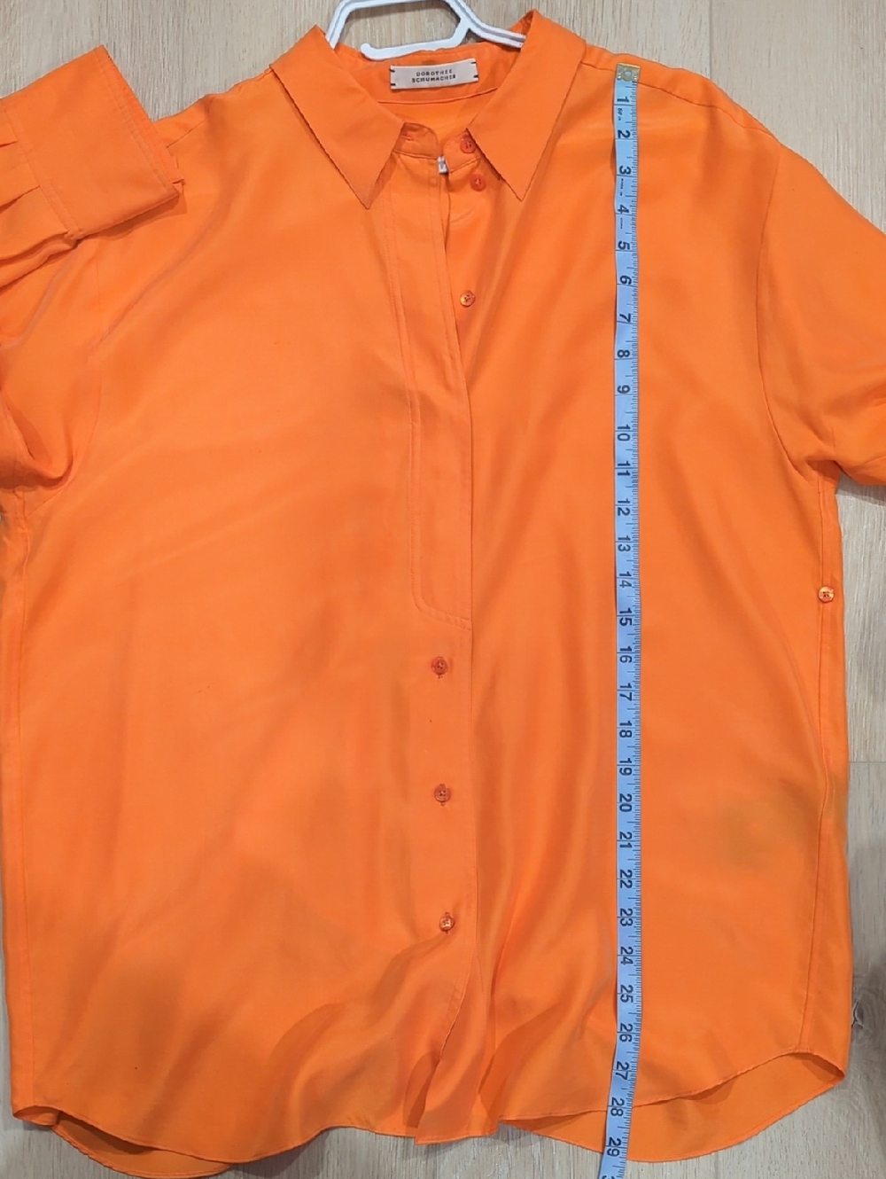 Dorothee Schumacher 100% Silk Blouse Orange Button Down Luxury Designer Size 4 - Picture 10 of 11